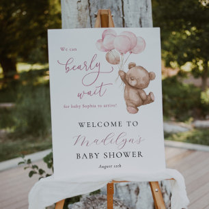 We Can Bearly Wait Teddy Bear Baby Shower Welcome Foam Board