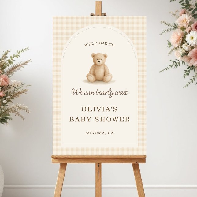 We Can Bearly Wait Teddy Bear Baby Shower Welcome Foam Board (Creator Uploaded)