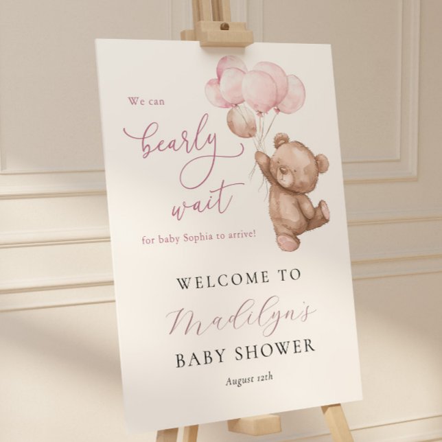 We Can Bearly Wait Teddy Bear Baby Shower Welcome Foam Board (Creator Uploaded)