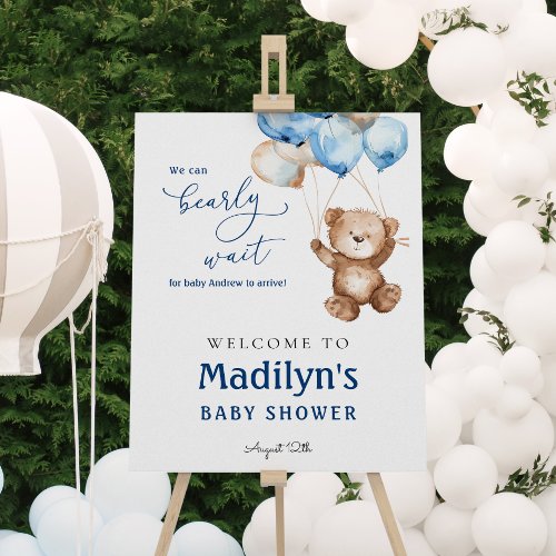 We Can Bearly Wait Teddy Bear Baby Shower Welcome Foam Board