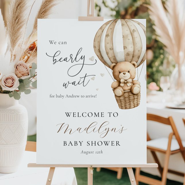 We Can Bearly Wait Teddy Bear Baby Shower Welcome Foam Board (Creator Uploaded)