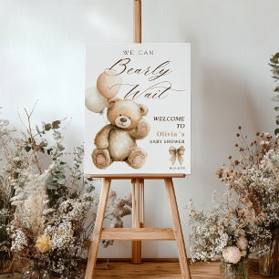 We Can Bearly Wait Teddy Bear Baby Shower Welcome Foam Board