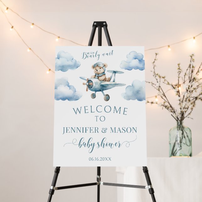 We can bearly wait teddy bear baby shower welcome foam board (In Situ (Stand))