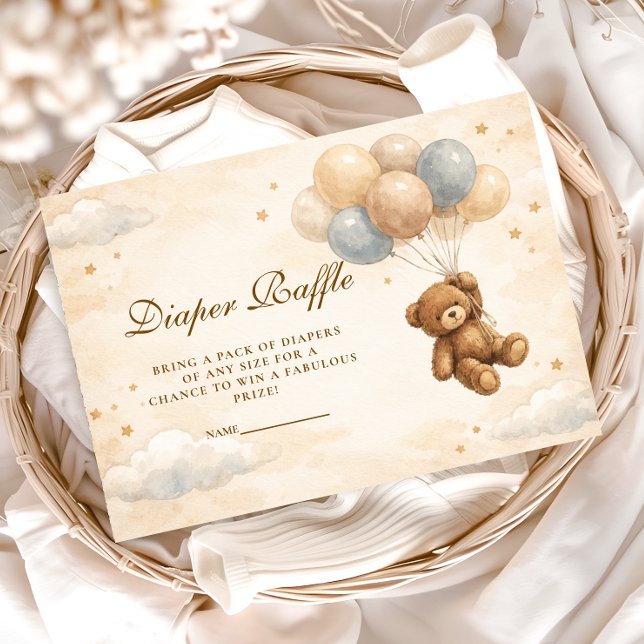 We Can Bearly Wait Teddy Bear Ballo Diapper Raffle Enclosure Card (Creator Uploaded)