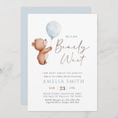 We Can Bearly Wait Teddy Bear Balloon Baby Shower Invitation