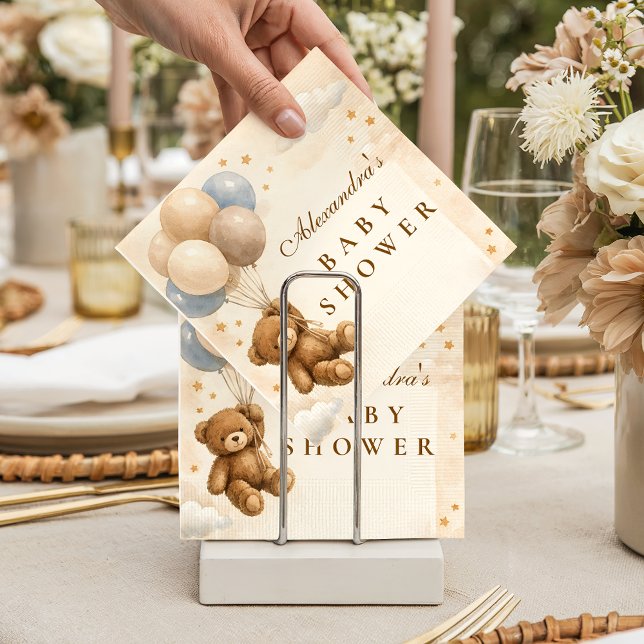 We Can Bearly Wait Teddy Bear Balloon Baby Shower Napkins (Creator Uploaded)