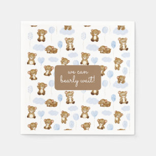 We can bearly wait! Teddy Bear Balloon Baby Shower Napkins