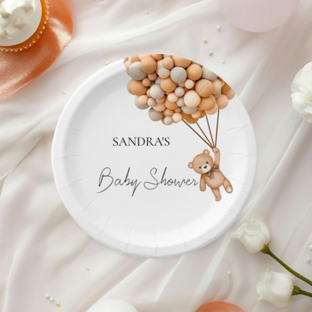 We Can Bearly Wait Teddy Bear Balloon Paper Plates (Creator Uploaded)