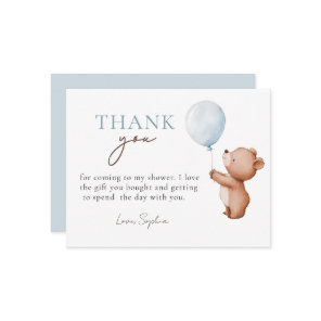 We Can Bearly Wait Teddy Bear Balloon Thank you Enclosure Card