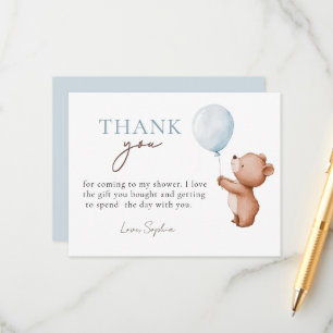 We Can Bearly Wait Teddy Bear Balloon Thank you Enclosure Card
