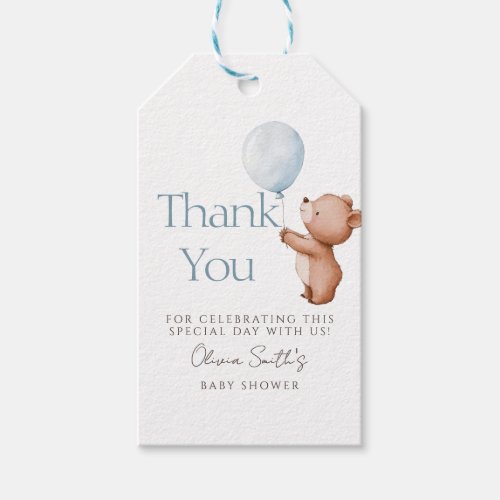 We Can Bearly Wait Teddy Bear Balloon Thank You  Gift Tags