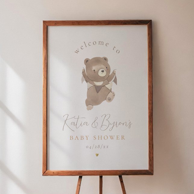 We Can Bearly Wait Teddy Bear Balloon Welcome Sign (Creator Uploaded)