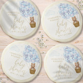 We Can Bearly Wait Teddy Bear Blue Baby Shower Sugar Cookie