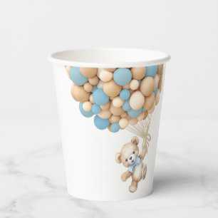 We Can Bearly Wait Teddy Bear Blue Balloon Paper Cups