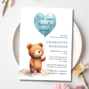 Baby Shower Invitations Teddy Bear Invites Chevron Stripes Sprinkle Invites  Polka Dots Aqua Blue Boy…See more Baby Shower Invitations Teddy Bear