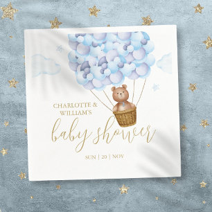 We Can Bearly Wait Teddy Bear Blue Boy Baby Shower Napkins