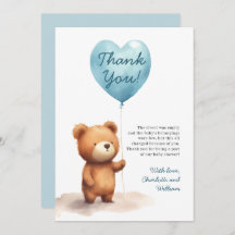 We Can Bearly Wait Teddy Bear Blue Boy Baby Shower