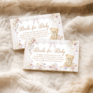 We Can Bearly Wait Teddy Bear Bow Books for Baby Enclosure Card