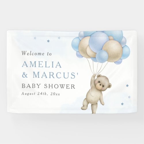 We Can Bearly Wait Teddy Bear Boy Baby Shower Banner