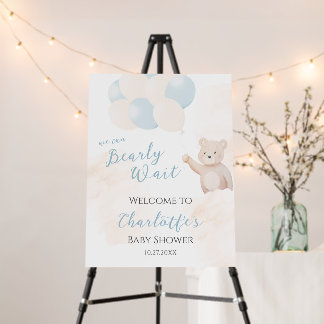 We Can Bearly Wait | Teddy Bear Boy Baby Shower Foam Board