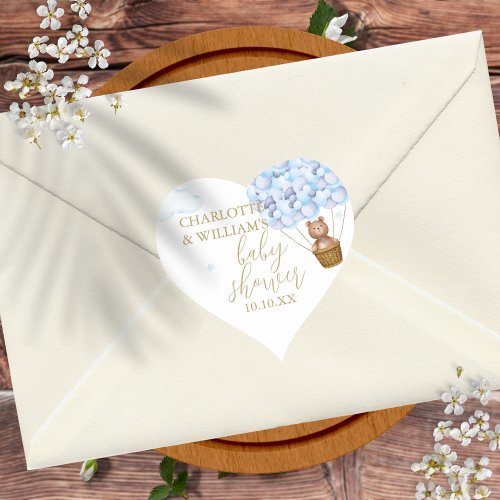 We Can Bearly Wait Teddy Bear Boy Baby Shower Hear Heart Sticker