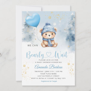 We can Bearly wait Teddy Bear Boy Baby Shower Invitation