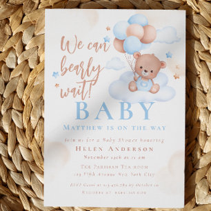 We can Bearly Wait Teddy Bear Boy Baby Shower Invitation