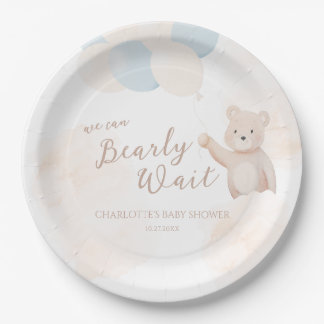 We Can Bearly Wait | Teddy Bear Boy Baby Shower Paper Plates