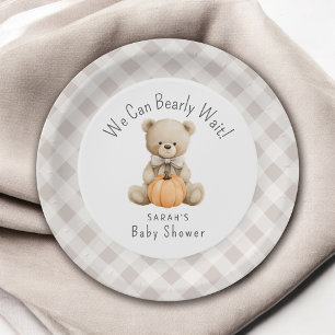 We Can Bearly Wait Teddy Bear Boy Baby Shower Paper Plates