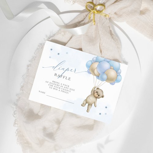 We Can Bearly Wait Teddy Bear Boy Diaper Raffle Enclosure Card