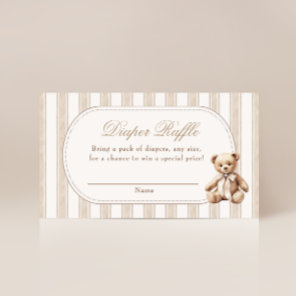 We Can Bearly Wait Teddy Bear Diaper Raffle Enclosure Card