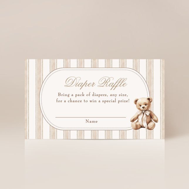 We Can Bearly Wait Teddy Bear Diaper Raffle Enclosure Card (Creator Uploaded)