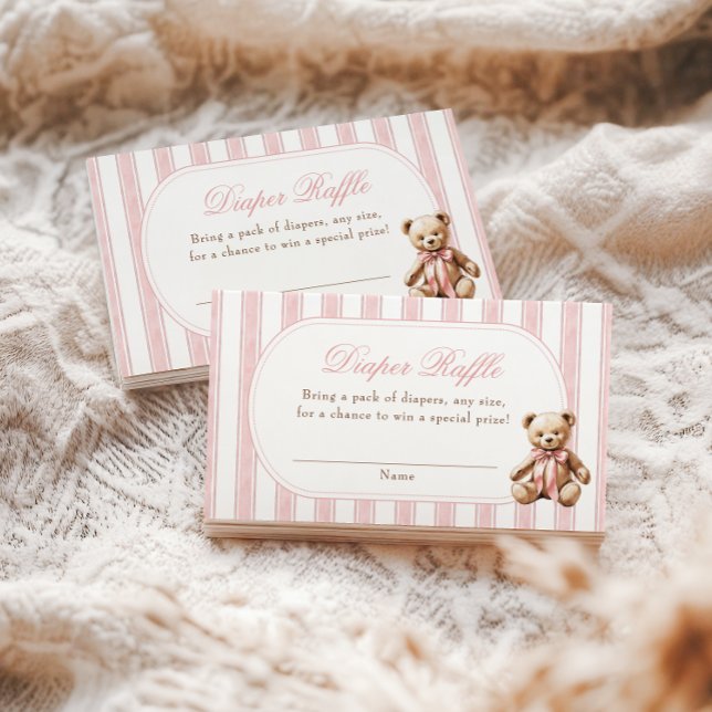 We Can Bearly Wait Teddy Bear Diaper Raffle Enclosure Card (Creator Uploaded)