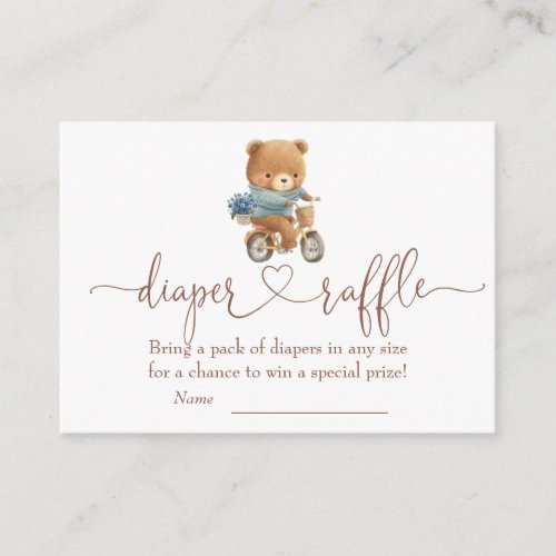 We Can Bearly Wait Teddy Bear Diaper Raffle Enclosure Card