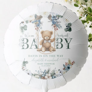 We can Bearly Wait Teddy Bear Floral Balloon