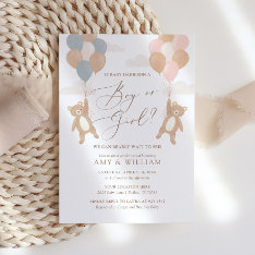We Can Bearly Wait Teddy Bear Gender Reveal Invitation at Zazzle