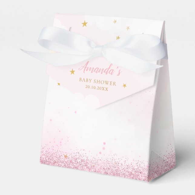We Can Bearly Wait Teddy Bear Girl Baby Shower Favor Boxes (Front Side)