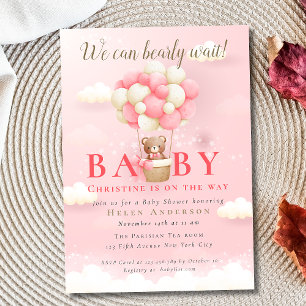 We can Bearly Wait Teddy Bear Girl Baby Shower Invitation
