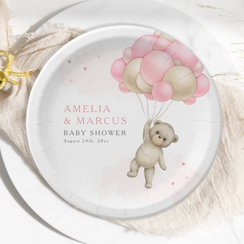 We Can Bearly Wait Teddy Bear Girl Baby Shower Paper Plates