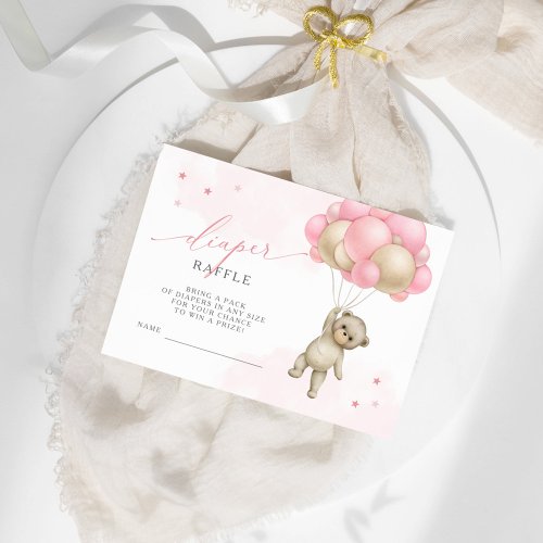 We Can Bearly Wait Teddy Bear Girl Diaper Raffle Enclosure Card