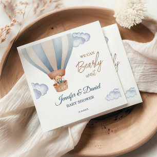 We Can Bearly Wait Teddy Bear Hot Air Balloon Baby Napkins