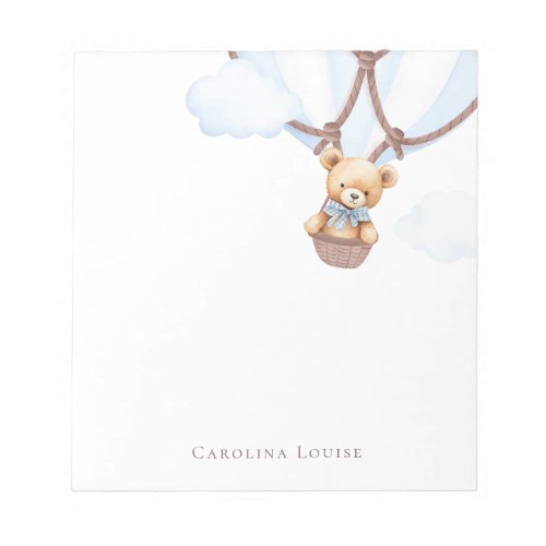 We Can Bearly Wait Teddy Bear In Hot Air Baloon  Notepad