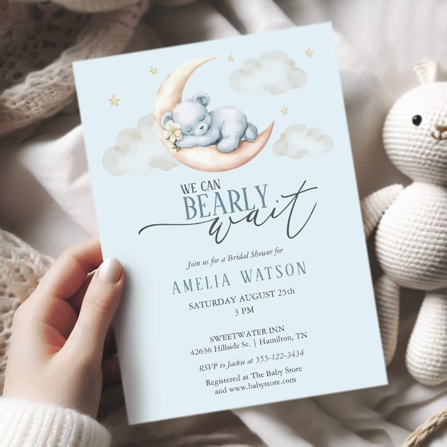 We Can Bearly Wait Teddy Bear Moon Baby Shower Invitation (We Can Bearly Wait Teddy Bear Moon Baby Shower Invitation)