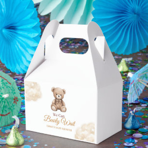 We Can Bearly Wait Teddy Bear Neutral Baby Shower Favor Boxes