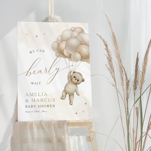 We Can Bearly Wait Teddy Bear Neutral Baby Shower Foam Board