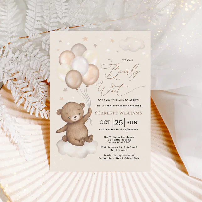 We can Bearly Wait Teddy Bear Neutral Baby Shower Invitation | Zazzle