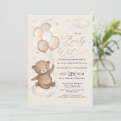 We can Bearly Wait Teddy Bear Neutral Baby Shower Invitation (Standing Front)