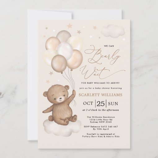 We can Bearly Wait Teddy Bear Neutral Baby Shower Invitation | Zazzle