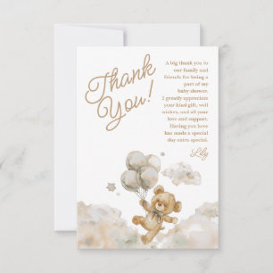 We Can Bearly Wait Teddy Bear Neutral Baby Shower Thank You Card