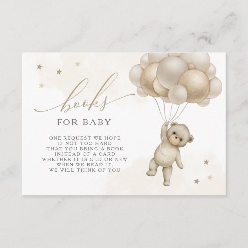 We Can Bearly Wait Teddy Bear Neutral Bring a Book Enclosure Card